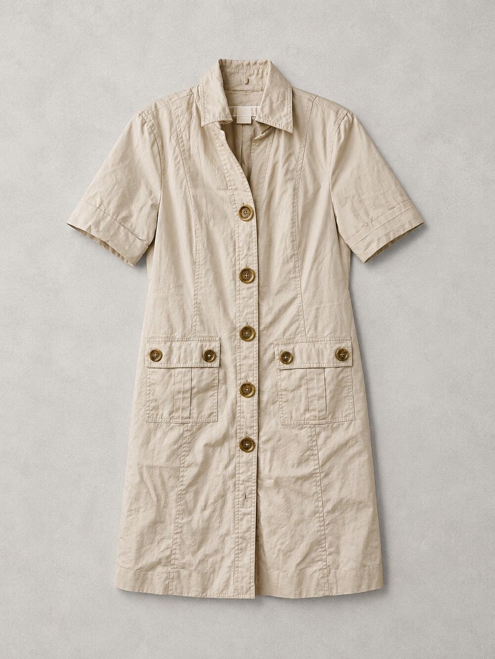 Beige Michael Kors Utility Shirt Dress | Quiet Luxury Old Money